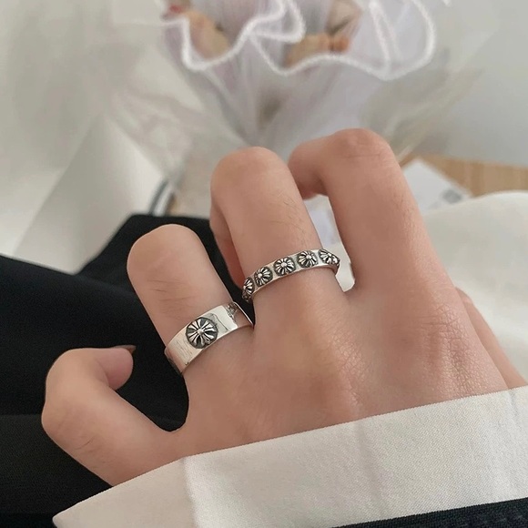 Silver ring chrome ring chrome heart ring stacking silver ring - Picture 3 of 3